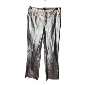 J Crew Metallic Silver Faux Leather Pants 28 BV197